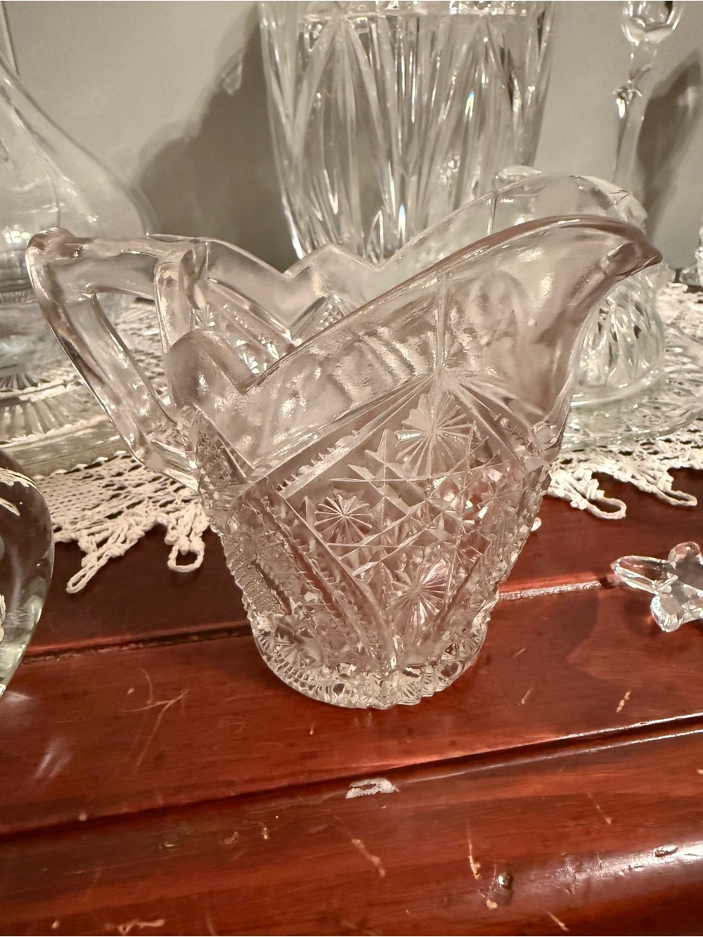 Anchor Hocking Cut Glass Creamer Pitcher